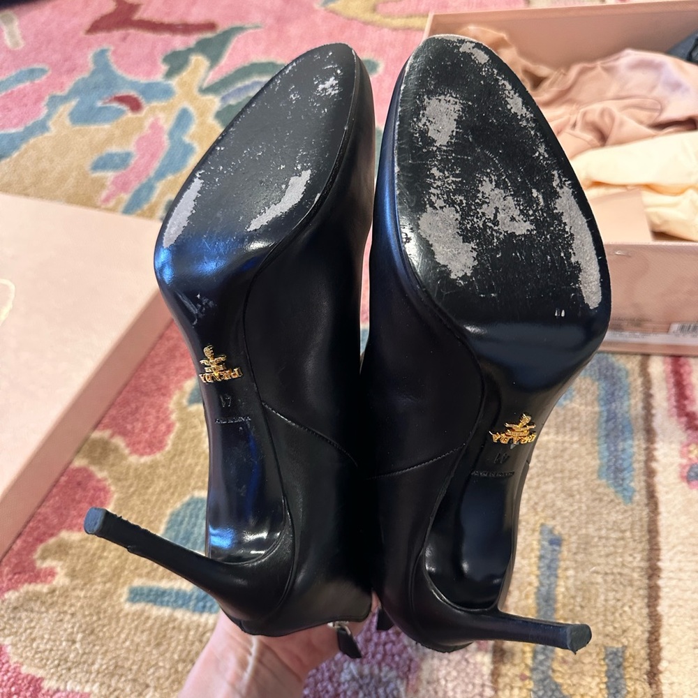 EUC Prada black leather booties Size 41 US 10 - Picture 6 of 16